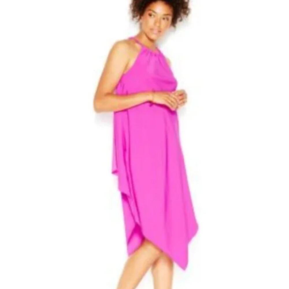 Rachel Roy NWT Women's Rope Halter Handkerchief Dress Pink Size 2X Cocktail‎